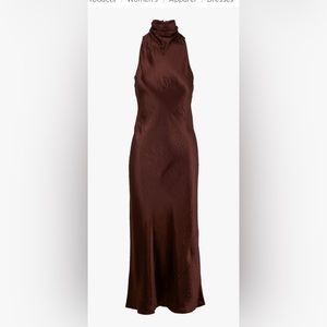 Vince Satin Brown Turtleneck Dress